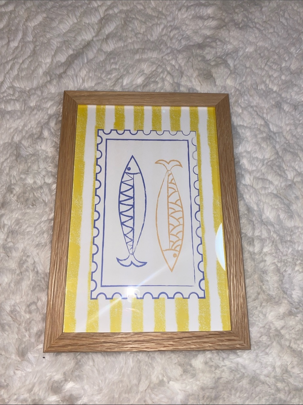 🐠 Coastal Framed Fish Wall Art - Yellow & Blue